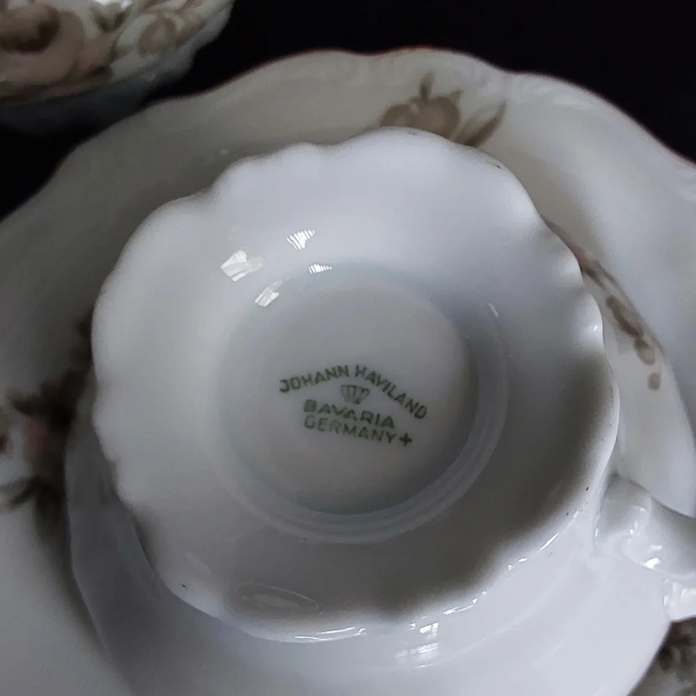 Johann HAVILAND BAVARIA GERMANY  SEPIA‎ ROSE TEA SET FOR 4